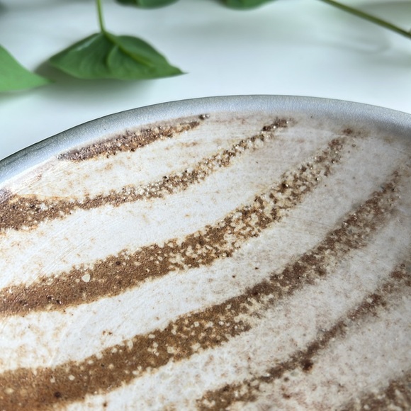 Handmade Striped Pottery Bowl Catchall Decor Vintage - Picture 15 of 16